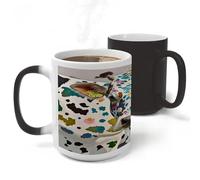 FekiLoot Cow Spot Mug Heat Sensitive Coffee Mugs Colour Changing Magical Coffee Tea Cup Funny Art Mug Sublimation Mugs Novelty Ceramic Cup for Women Men 11oz
