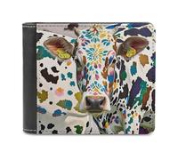 FekiLoot Cow Spot Wallet Large Capacity Slim Bifold Wallet with Multiple Card Slots PU Leather Men Purse