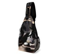 FekiLoot Cowboy Black Hat Western Boots Sling Bag Men Crossbody Bags Women Shoulder Backpack Daypack Chest Bag for Travel Outdoor