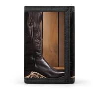 FekiLoot Cowboy Black Hat Western Boots Wallet Compact Blocking Trifold Wallets with Zipper Minimalist Purse Wallet Credit Card Holder