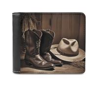 FekiLoot Cowboy Black Hat Western Boots Wallet Fashionable Slim Leather Wallet with Multiple Card Slots And Hidden Compartments Wallets