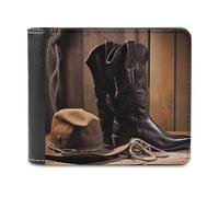 FekiLoot Cowboy Black Hat Western Boots Wallet Fashionable Slim Leather Wallet with Multiple Card Slots And Hidden Compartments Wallets
