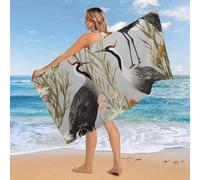 FekiLoot Crane Bird Wild Plants Beach Towel Oversized 30" X 61" Large Microfiber Sand Free Towels Quick Dry Absorbent Blanket Lightweight Beach Accessory for Adult Travel Pool Yoga