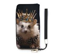 FekiLoot Crown with Hedgehog Long Wallet Large Capacity Zipper Purse Ladies Multi-card Slot Coin Phone Travel Pocket