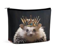FekiLoot Crown with Hedgehog Toiletry Bag Travel Cosmetic Bag with Zipper Personalized Makeup Pouch Makeup Pouch for Women for Use in Daily Life Travel Other Occasions