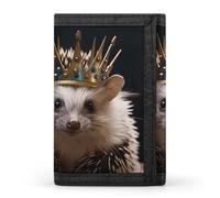FekiLoot Crown with Hedgehog Wallet Compact Blocking Trifold Wallets with Zipper Minimalist Purse Wallet Credit Card Holder