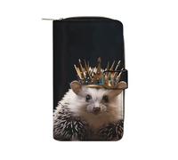 FekiLoot Crown with Hedgehog Wallet for Men Women Large Capacity Purse Clutch Bag Handbag Checkbook Cash Credit Cards
