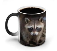 FekiLoot Cub Raccoon Color Changing Mugs Heat Sensitive Coffee Mug Novelty Ceramic Cup with Handle Magic Cups Temperature Changing Coffee Tumblers for Women Men Funny Gifts 11 Oz