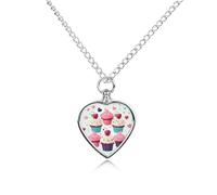 FekiLoot Cupcake Candy Hearts Sweet Custom Ashes Necklace Personalized Pet Urn Hair Cremation Souvenir Necklace Memorial Keepsake Holder Pendant Heart Jewelry for Ashes Gift for Dog Loss