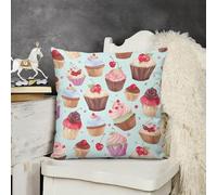 FekiLoot Cupcake Pattern Throw Pillow Covers 12 "x12 Plush Soft Decorative Farmhouse Square Accent Pillow Cases Spring Sofa Cushion Case for Couch Bedroom Living Room Home Decor