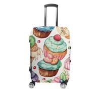 FekiLoot Cupcakes Donuts Muffins Sugar Travel Luggage Cover Anti-Scratch Suitcase Cover Elastic Luggage Protector Fits 19-28 Inch Case, white, M, Stylish