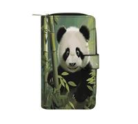 FekiLoot Curious Panda Wallet for Women Leather Bifold Wallet Compact Cute Cash Purse Ladies Clutch Wallets Large Capacity Credit Card Holder Travel Zipper Coin Pocket