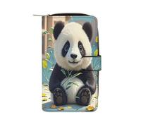 FekiLoot Cute Black And White Panda Wallet for Women Leather Bifold Wallet Compact Cute Cash Purse Ladies Clutch Wallets Large Capacity Credit Card Holder Travel Zipper Coin Pocket