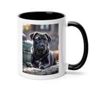 FekiLoot Cute Black Pug Dog Coffee Mug 12oz Ceramic Coffee Cup with Handle Novelty Color Mugs Tea Cup for Home, Office & Cafe Use, Microwave & Dishwasher Safe