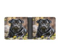 FekiLoot Cute Black Pug Dog Wallet Slim PU Bifold Design Wallet with Multiple Card Slots Wallets Extra Capacity Pocket Wallets