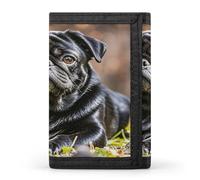 FekiLoot Cute Black Pug Dog Wallet Slim Trifold Wallets with Multiple Card Slots Credit Card Holder Pocket Coin Purse