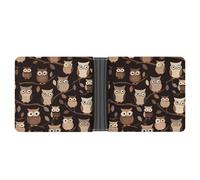 FekiLoot Cute Brown Cartoon Owls Wallet Slim Leather Bifold Wallet Extra Capacity Wallets with Multiple Card Slots Men Billfold