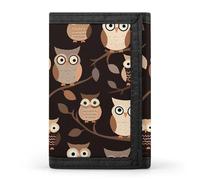 FekiLoot Cute Brown Cartoon Owls Wallet Slim Trifold Wallets with Multiple Card Slots Credit Card Holder Pocket Coin Purse