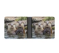 FekiLoot Cute Brown Otters Wallet Slim PU Bifold Design Wallet with Multiple Card Slots Wallets Extra Capacity Pocket Wallets