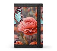 FekiLoot Cute Butterfly Flower Trifold Wallet Slim Minimalist Front Pocket Men's Passcase Wallet Credit Card Holder