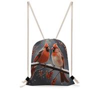FekiLoot Cute Cardinal Birds Drawstring Backpack Sports Gym Bag Drawstring Bags Foldable Backpack for Women Men