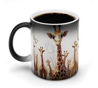 FekiLoot Cute Cartoon Funny Giraffes Color Changing Mug Heat Changing Mug Ceramic Mug Heat Reactive Black Mug Tea Cup Message Appears As It Heats Birthday Holiday Gift for Family Friend
