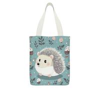 FekiLoot Cute Cartoon Hedgehog Canvas Tote Bags with Interior Pocket Big Capacity Shoulder Bag Zipper Casual Tote's Handbag Reusable Grocery Shopping Bags for Promotion Gift Activity