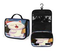 FekiLoot Cute Cat Sing Christmas Carols Wash Bag Cute Hanging Toiletry Bag Large Capacity Medicine Bags Portable Organized Pockets for Makeup Organizer for Travel Essentials