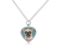FekiLoot Cute Chihuahua Pug Urn Necklaces for Ashes Personalized Human Pet Cremation Jewelry Keepsake Locket Heart Pendant with Filling Kit Memorial Gift for Dog Cat Lover Women Men