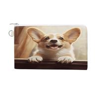 FekiLoot Cute Corgi Coin Purse,Travel Portable Keychain Wallet Canvas Coin Wallets Mini Zipper Tool Bag Lightweight Change Purse