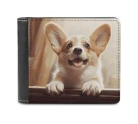 FekiLoot Cute Corgi Wallet Large Capacity Slim Bifold Wallet with Multiple Card Slots PU Leather Men Purse
