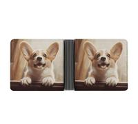 FekiLoot Cute Corgi Wallet Slim PU Bifold Design Wallet with Multiple Card Slots Wallets Extra Capacity Pocket Wallets