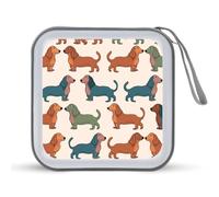 FekiLoot Cute Dachshound Dogs CD Case,Hard Plastic CD Storage,Portable DVD Wallet,Portable DVD, Holder VCD Organizer Wallet,Protective VCD Storage