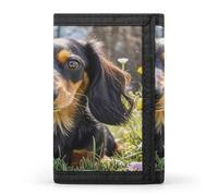 FekiLoot Cute Dachshund Men's Wallet Extra Capacity Trifold Wallet Thin & Stylish Trifold Card Holder with ID Window