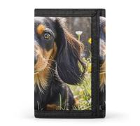 FekiLoot Cute Dachshund Trifold Wallet Slim Credit Card Holder Stylish Trifold Billfold Minimalist Front Pocket Friendly Purses