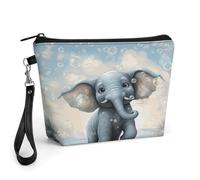 FekiLoot Cute Elephant Play Bubbles Makeup Bag for Purse, Waterproof Funny Cosmetic Bag for Women, Zipper Travel Pouch Gift 8.9×5.7 Inch