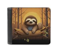 FekiLoot Cute Funny Sloth PU Leather Wallet Bifold Wallet Front Pocket Wallets Fashion Purse Slim Billfold Credit Card Holder