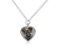 FekiLoot Cute German Shepherd Puppy Custom Ashes Necklace Personalized Pet Urn Hair Cremation Souvenir Necklace Memorial Keepsake Holder Pendant Heart Jewelry for Ashes Gift for Dog Loss