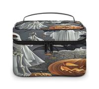 FekiLoot Cute Ghost Pumpkin Lantern Makeup Bag Large Capacity Travel Cosmetic Bag Lightweight Hand-held Toiletry Bags Portable Cosmetic Pouch Cute Make Up Pouch for Women
