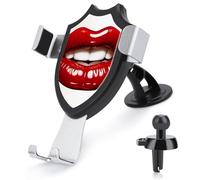 FekiLoot Cute Graphic Red Lips Car Phone Mount for Dashboard/Vent/Windshield Auto-Clamping Gravity Sensor Truck Stand Cradle 90° Rotation Phone Holder Fits 4-6" Phones