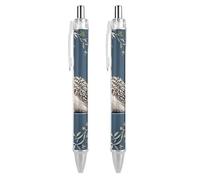 FekiLoot Cute Little Hedgehog Ballpoint Pens Retractable Black Ink Ballpoint Pens 0.5mm Medium Point Smooth Writing Pattern Pen with Super Soft Grip Cute Work Supplies for Men Women 2 PCS