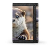 FekiLoot Cute Otter Wallet Portable Tri Fold Wallet with Zipper Coin Purse for Women Credit Car