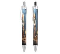 FekiLoot Cute Owl Ballpoint Pens Retractable Ball Point Pens Smooth-Flowing Black Ink 0.5mm Writing Pen Black Ink Pen for Men Women 2 PCS