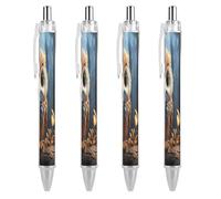 FekiLoot Cute Owl Ballpoint Pens Retractable Ball Point Pens Smooth-Flowing Black Ink 0.5mm Writing Pen Black Ink Pen for Men Women 4 PCS