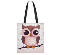 FekiLoot Cute Owl Shopping Bag Foldable, Multipurpose Shoulder Bag, Reusable Grocery Bag Holder with Long Shoulder Strap, Waterproof Tote Bags for Work, Beach, Travel