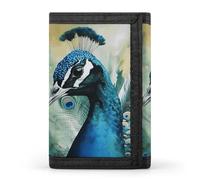 FekiLoot Cute Peacock Wallet Compact Blocking Trifold Wallets with Zipper Minimalist Purse Wallet Credit Card Holder
