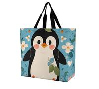 FekiLoot Cute Penguin Print Shopping Bag Foldable, Multipurpose Shoulder Bag, Reusable Grocery Bag Holder with Long Shoulder Strap, Waterproof Tote Bags for Work, Beach, Travel