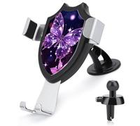 FekiLoot Cute Purple Butterfly Car Phone Mount for Dashboard/Vent/Windshield Auto-Clamping Gravity Sensor Truck Stand Cradle 90° Rotation Phone Holder Fits 4-6" Phones