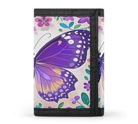 FekiLoot Cute Purple Butterfly Men's Wallet Extra Capacity Trifold Wallet Thin & Stylish Trifold Card Holder with ID Window