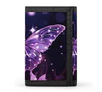 FekiLoot Cute Purple Butterfly Trifold Wallet Slim Minimalist Front Pocket Men's Passcase Wallet Credit Card Holder